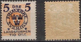 SWEDEN SCHWEDEN SUEDE 1916 5 Ö+ 10 Ö On Auf 6 öre  MI 100 MlH (*) Landsturm Landstorm Facit 118 - Unused Stamps