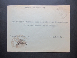 Frankreich 16.3.1945 Lothringen Dienstbrief Mairie De Guebling (sehr Kleiner Ort) Stempel Benestroff - Briefe U. Dokumente