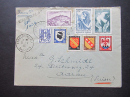 Frankreich 1946 MiF Einschreiben Reco Strasbourg R.P. Nach Aarau Schweiz Mit Ank. Stempel Aarau 1 Briefe - Briefe U. Dokumente