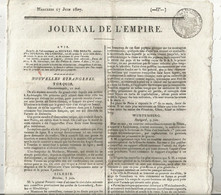 Document Historique, JOURNAL DE L'EMPIRE, 17 Juin 1807, Nouvelles étrangéres, Empire Français...,  Frais Fr 1.95 E - Documenti Storici