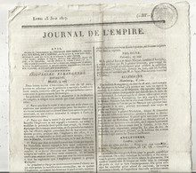 Document Historique, JOURNAL DE L'EMPIRE, 15 Juin 1807, Nouvelles étrangéres, Empire Français...,  Frais Fr 1.95 E - Documenti Storici