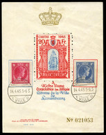 LUXEMBOURG - 1945 Special CARITAS Sheet With 20fr Altar And Shrine Of Madonna. 2 Regular Stamps Affixed. - Other & Unclassified