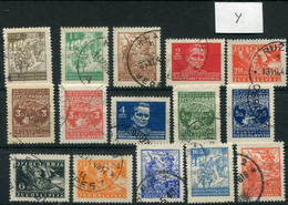 YUGOSLAVIA 1945 Tito And Partisans Definitive, Ordinary Paper (15)  Used.  Michel 470y-485y - Used Stamps