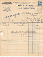 Lettre/Relevé De Compte 1948 CROC Et FIGAREDE à TOULOUSE Pharmacie, Droguerie, Produits Chimiques Doit CASTAING-MAUVEZIN - Drogisterij & Parfum