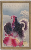 Thanksgiving Greetings With Turkey And Fruit 1913 Embossed - Giorno Del Ringraziamento