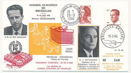 BELGIQUE - Env. Affr 11F Obl Bruxelles 1984 + Conseil De L'Europe - Illust. SM Le Roi Beaudoin + François Mitterrand - Briefe U. Dokumente