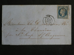 B45 FRANCE LETTRE 1855 RARE LILLE N° 10 POUR CHAUDEAU PAR PARIS + AFFRANCHISSEMENT INTERESSANT - 1852 Louis-Napoléon