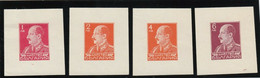 PROOF/King Boris/ IMP./No Gum/ Mi:395-98/Bulgaria 1940 - Proofs & Reprints
