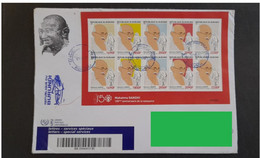 BURUNDI 2nt.Oct'2021 RED Sheetlet On 150th Birth Of Mahatma Gandhi Franked REGISTERED Cover Travelled To India - Oblitérés