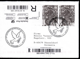 Vatican Registered Mail 2012 SC With Mi# 1636 X2 - Peace Dove - Covers & Documents