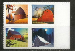 USA. 2021: American Barn | Historic Barn / Les  Granges Rouges. 4 Timbres Neufs ** (adhesifs) Bloc De 4.Coils Stamps/ - Ongebruikt