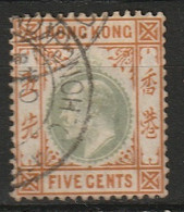 Hong Kong 1903 CA Crown. 5 C. Used - Gebruikt