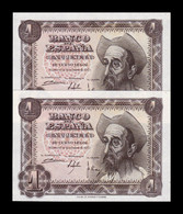 España Pareja 1 Peseta Quijote De La Mancha 1951 Pick 139 Sin Serie SC UNC - 1-2 Peseten