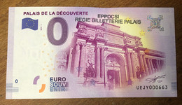 2017 BILLET 0 EURO SOUVENIR DPT 75 PARIS PALAIS DE LA DÉCOUVERTE + TAMPON N°1 ZERO 0 EURO SCHEIN BANKNOTE MONEY BANK - Privatentwürfe