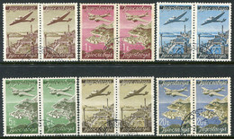 YUGOSLAVIA 1947 Airmail Both Types In Pairs Used.  Michel 515-20 I+II - Used Stamps