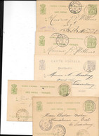 LUXEMBOURG - 5 ENTIERS Sur CP 1882 à 1891 Exp De DIEKIRCH -MONDORF -BETTEMBOURG- WILTZ - Stamped Stationery