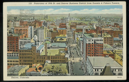 Denver CO Panorama Of 16th St Business District Fisher Towers Postcard 1938 - Denver