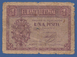 SPAIN - P.104 – 1 PESETA 12.10.1937 Circulated,  Serie A 2792094 / Burgos - 1-2 Peseten