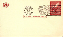 (3 C 13) United Nations Air Mail Postal Card - 1957 (back Is Blank) - Other & Unclassified