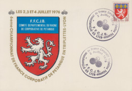 Carte  FRANCE   6éme  Championnat  De  FRANCE  Corporatif   De  Pétanque  En  Triplettes   LYON   1976 - Bowls