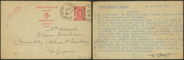 EP (réponse) Au Type 1F Rouge Petit Sceau De L'état Expédié De Annecy (Haute-Savoie, France) > Woluwé-St-Lambert - Postcards 1934-1951