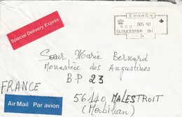 CANADA LETTRE EXPRES DE GLOUCESTER POUR LA FRANCE 1996 - Briefe U. Dokumente