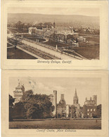 Wales, Cardiff, 2 Cards, University College, Castle, 1916, Tuck's,  2 Scans - Glamorgan