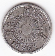 Japon 10 Sen Year 41 – 1908,  Meiji, En Argent , Y# 29 - Japan