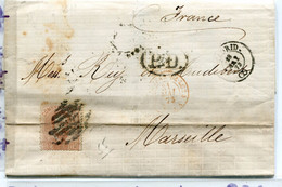 - Lettre Pliée - Pli  De Jacento MARRACO, Madrid, Pour Marseille, 1873, Plusieurs Cachets, Convoyeur, TBE Scans.. - Brieven En Documenten