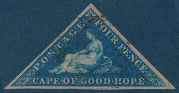 Cap Of Good Hope N°2 (deep/blue Gibbons N°2) 4 Pence Bleu Profond  Belles Marges Oblitéré Leger TTB Signé Brun & Calves - Cabo De Buena Esperanza (1853-1904)