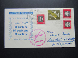 DDR 1961 Erinnerungsflug Berlin - Moskau - Berlin Deutsche Lufthansa Aeroflot SST Berlin NW 7 Luftpoststelle - Storia Postale