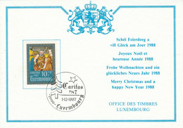 LUXEMBOURG CARTE DE VOEUX 1987 - Maschinenstempel (EMA)