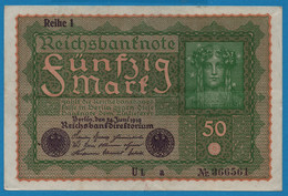 DEUTSCHES REICH 2 X 50 Mark  24.06.1919 Série UL A # 366561 + 562 P# 66 Reihe 1 - 50 Mark