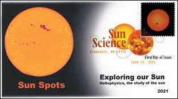 2021 NEW *** USA United States Sun Science, FDC, Digital Color Postmark,Sun Spots, Solar System, Galaxy (**) - Storia Postale