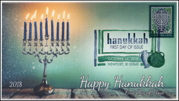 2018 *** USA United States Hanukkah, Digital Color Postmark, FDC, Newport RI, Israel (**) - Storia Postale