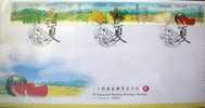 FDC 2000 Weather Stamps- Summer Season Watermelon Grain Fan Waterwheel Insect Farm - Water