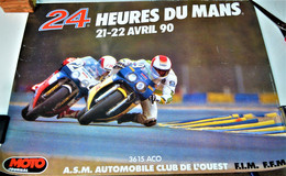 Rare Affiche Originale 24 Heures Du Mans Moto De 1990 40 X 53 Cm - Other & Unclassified