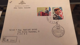 SAN MARINO LETTERA VIAGGIATA 1964 SERIE  KENNEDY - Storia Postale