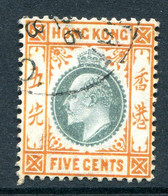 Hong Kong 1904-06 KEVII - Wmk. Mult. CA - 5c Dull Green & Brown-orange - Chalk Paper - Used (SG 79a) - Gebruikt