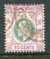 Hong Kong 1904-06 KEVII - Wmk. Mult. CA - 50c Green & Magenta - Ord. Paper - Used (SG 85) - Gebruikt