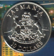 AUSTRALIA $10 STATE SERIES TASMANIA 1991 SILVER UNC KM153 READ DESCRIPTION CAREFULLY !!! - 10 Dollars