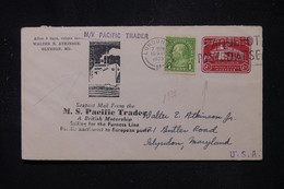 ETATS UNIS - Entier Postal + Complément Pour Glyndon En 1936, Obli.maritime De Londres Du MS Pacific Trader - L 111055 - 1921-40