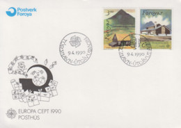 Enveloppe  FDC  1er  Jour   ILES  FEROE   Batiments  Postaux    EUROPA    1990 - 1990