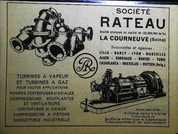 ► 1947 Société RATEAU - Fabrication De Turbines à Vapeur Et à Gaz - La Courneuve (Seine) (Ancienne Coupure De Presse) - Maschinen