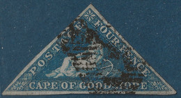 Cap Of Good Hope N°4 4 Pence Bleu Papier Blanc Oblitéré Frais & TTB Signé Calves - Cape Of Good Hope (1853-1904)