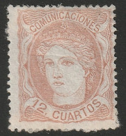 Spain 1870 Sc 172 Espagne Ed 113 Yt 113 MH* Disturbed Gum - Neufs