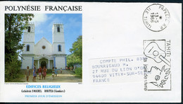 Enveloppe 1er Jour Sans Affranchissement De Papeete Pour La France - Edifice Religieux - Covers & Documents