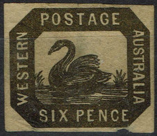 Classic Western Australia - 1859 6d Black Imperf Litho Forgery - Gebruikt