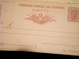 CARTOLINA POSTALE, UMBERTO I Cent. 7 1/2, Mill.90, RISPOSTA CON RISPOSTA PAGATA NUOVE  IJ1435 - Entiers Postaux