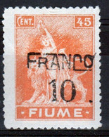 Fiume (Italy) 1919 Ten Overprinted On 45 Stamp In Mounted Mint.  I Believe This Is Catalogue Number 93. - Occ. Yougoslave: Fiume